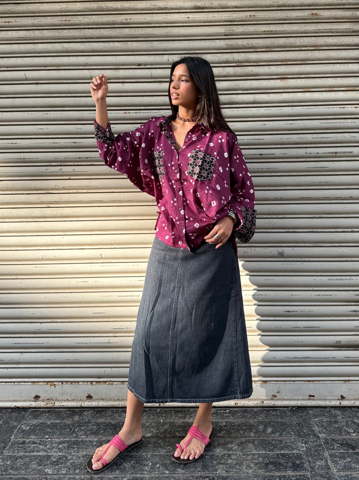 Purple Haze Bandhani Cotton Shirt