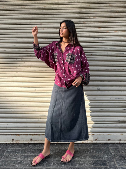 Purple Haze Bandhani Cotton Shirt