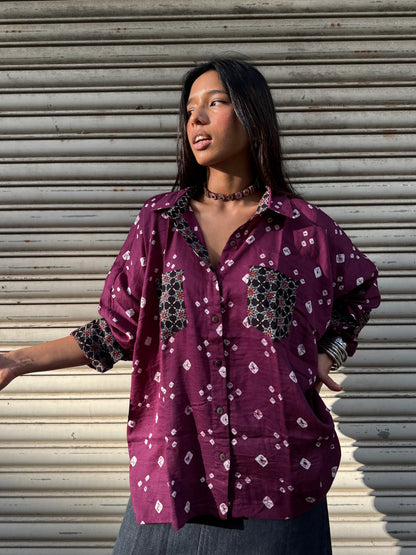 Purple Haze Bandhani Cotton Shirt