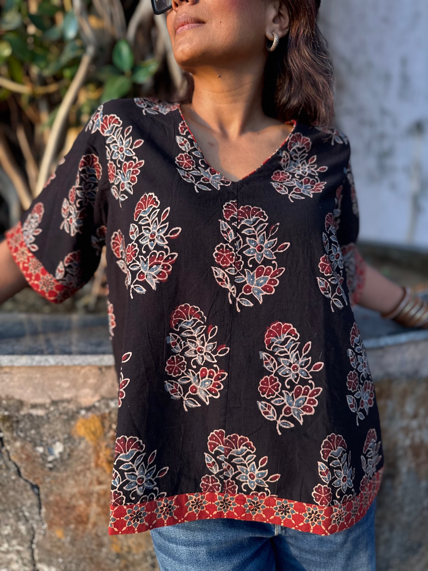 Kaari Ajrakh Cotton Boxy Top