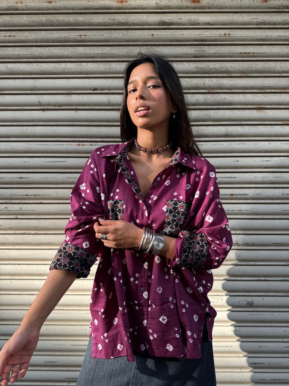 Purple Haze Bandhani Cotton Shirt