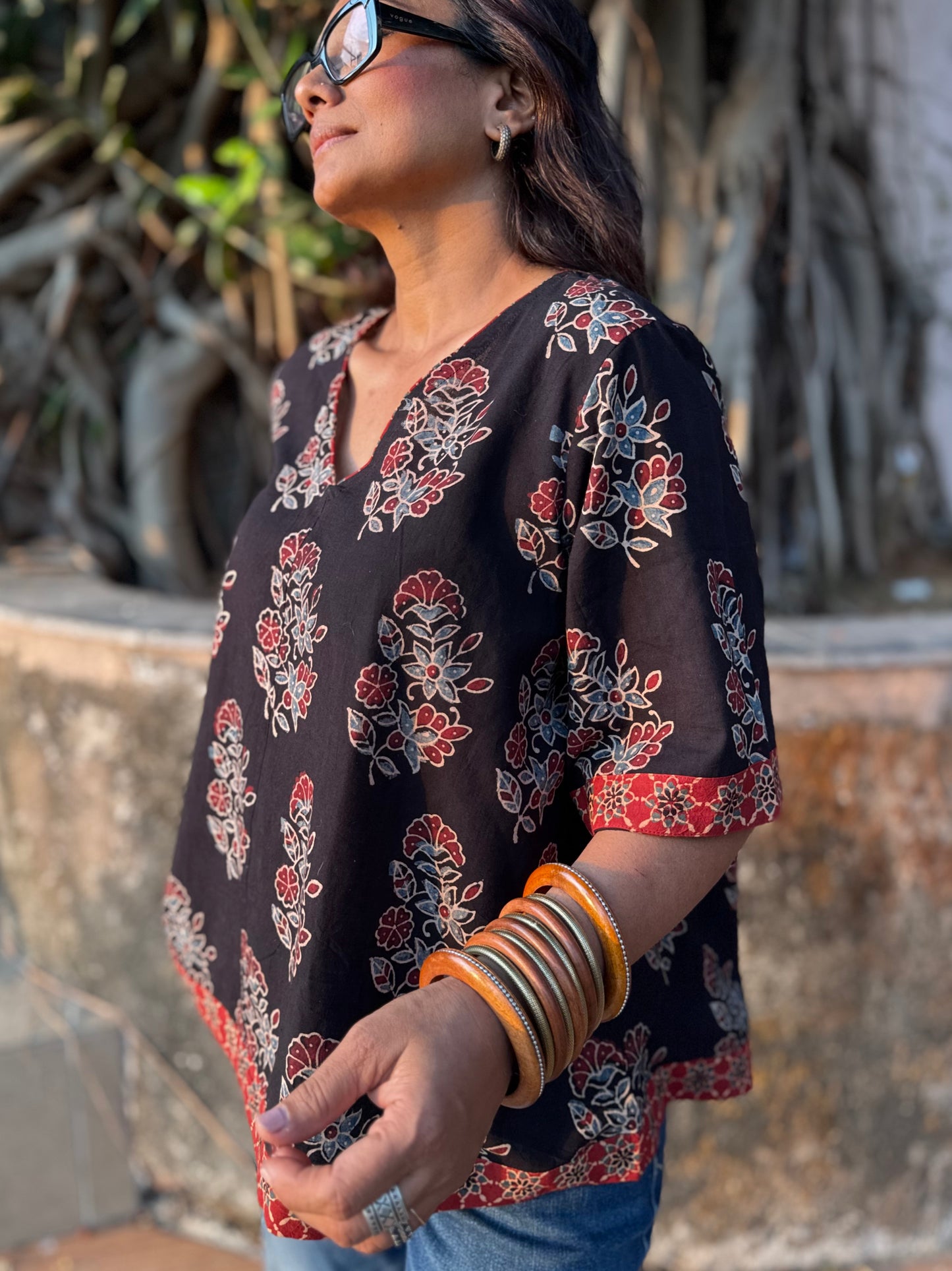 Kaari Ajrakh Cotton Boxy Top