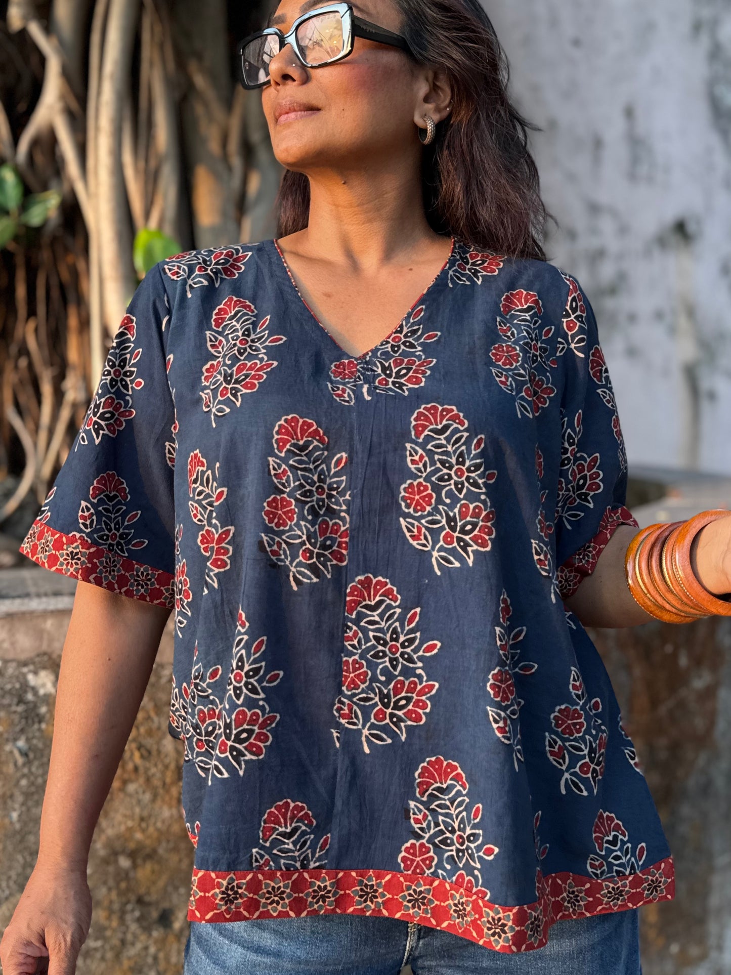 Reet Ajrakh Cotton Boxy Top