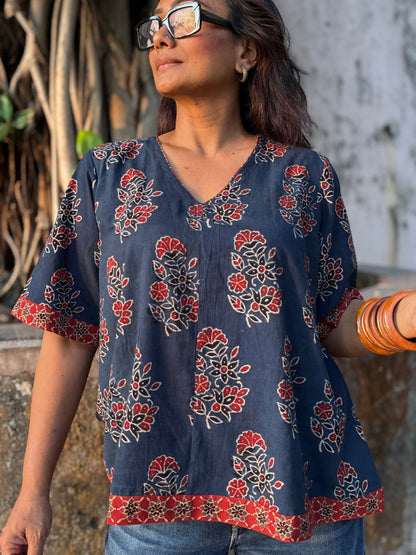 Reet Ajrakh Cotton Boxy Top