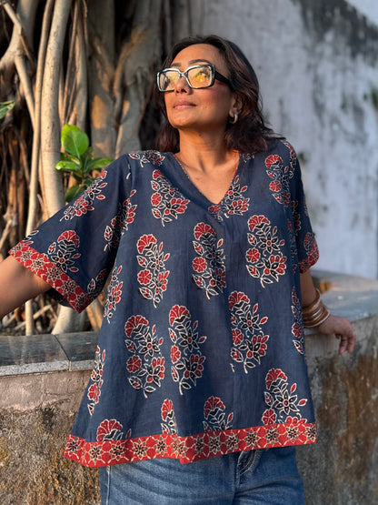 Reet Ajrakh Cotton Boxy Top
