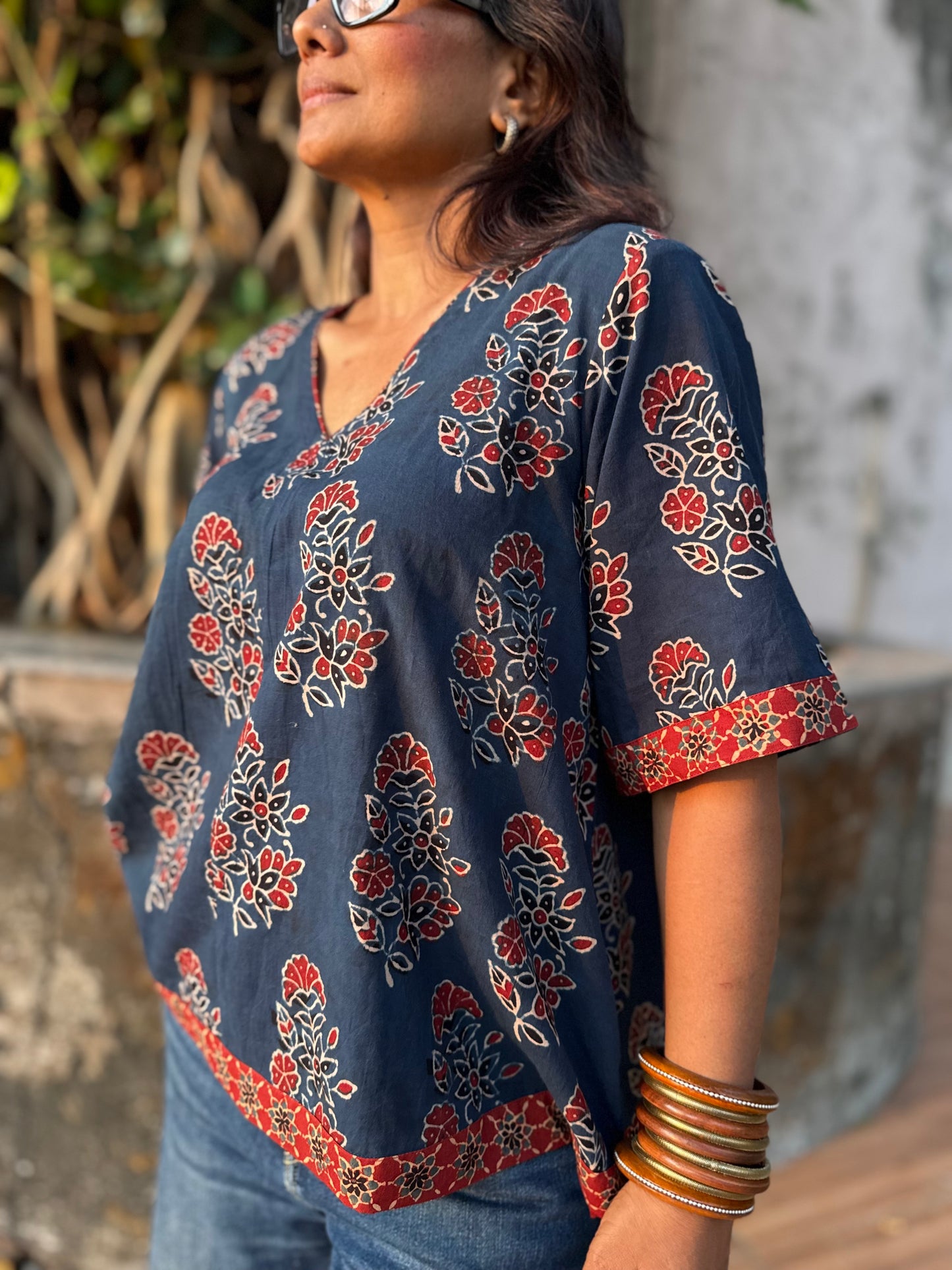 Reet Ajrakh Cotton Boxy Top