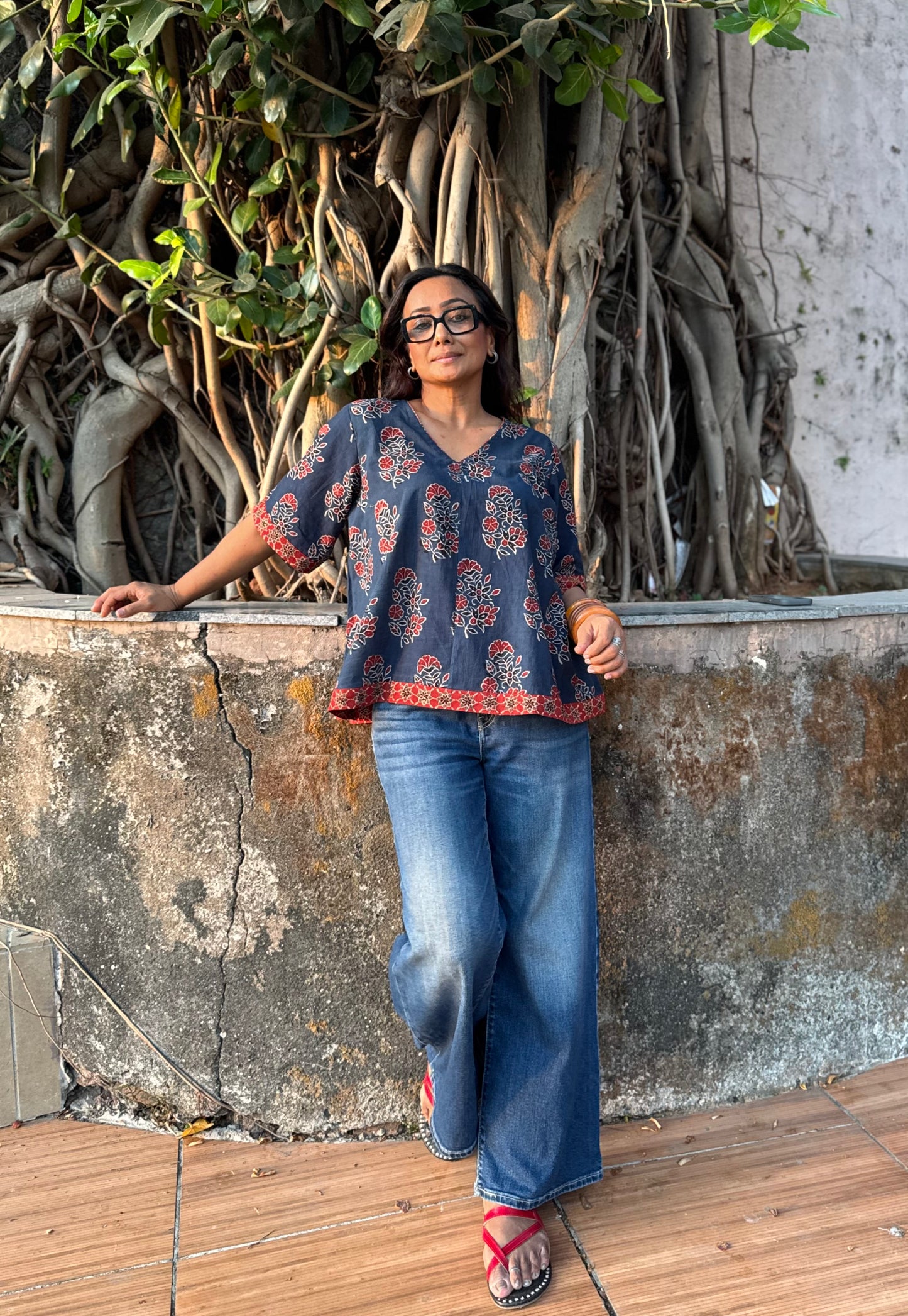 Reet Ajrakh Cotton Boxy Top