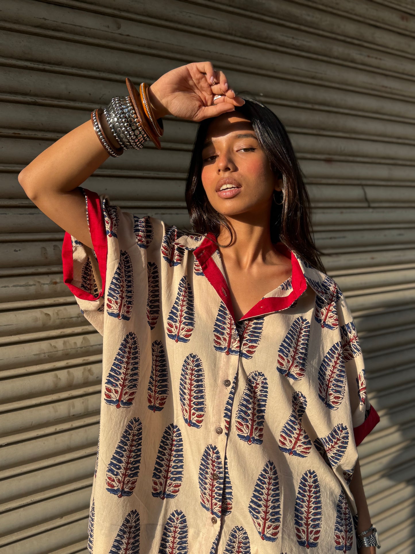 Chaand Ajrakh Co-ord with Dhoti Skirt