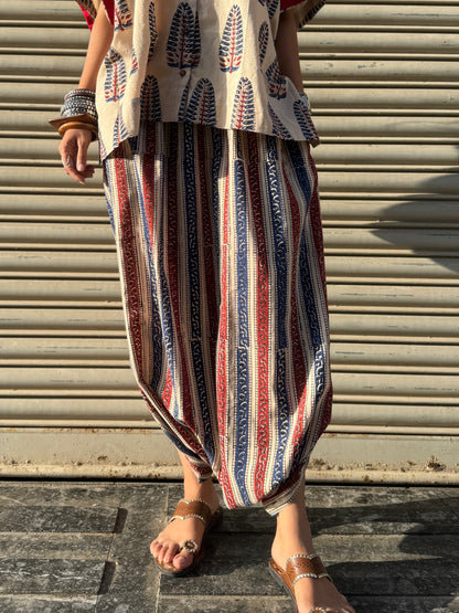 Chaand Ajrakh Co-ord with Dhoti Skirt