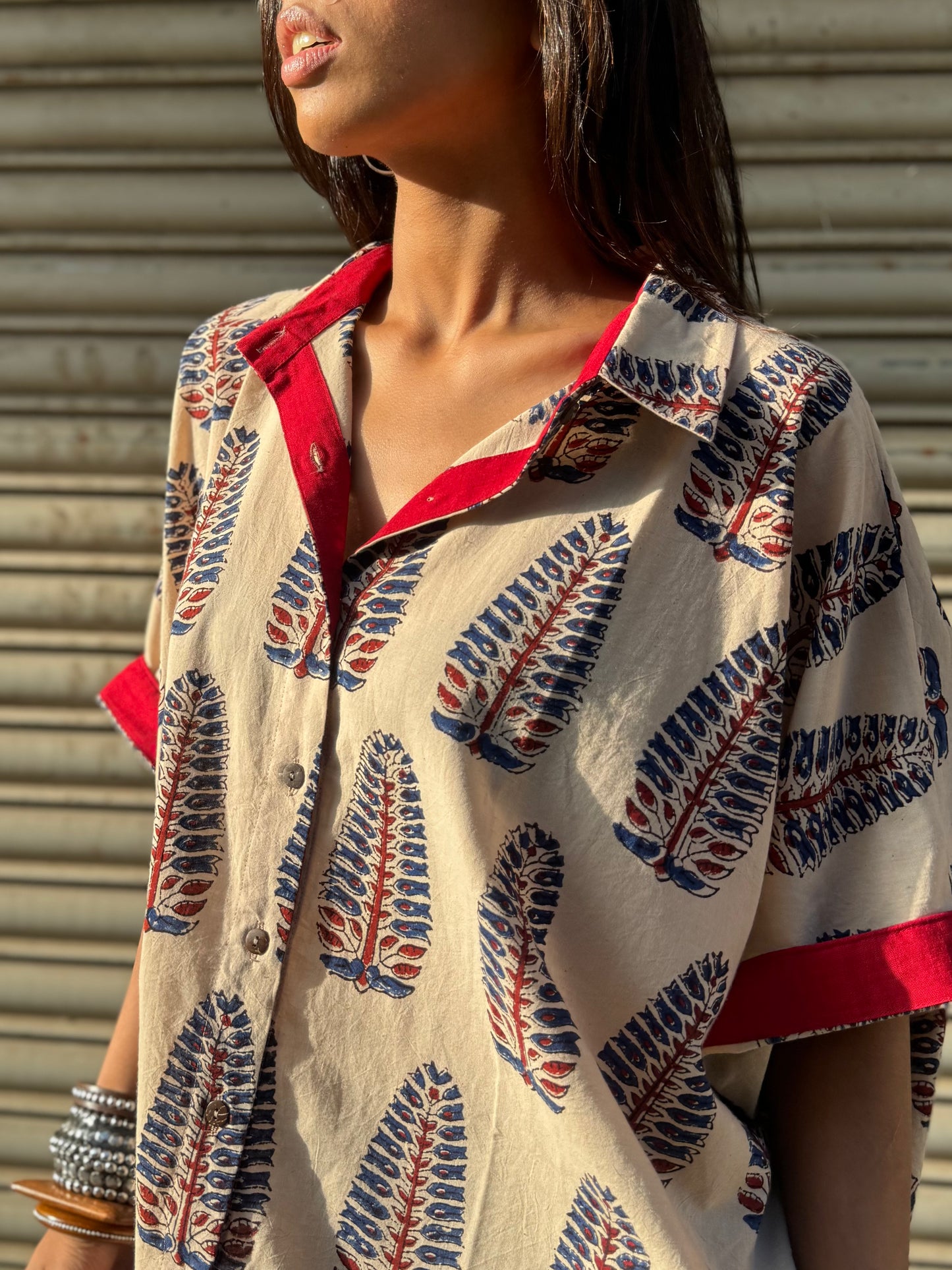 Chaand Ajrakh Co-ord with Dhoti Skirt