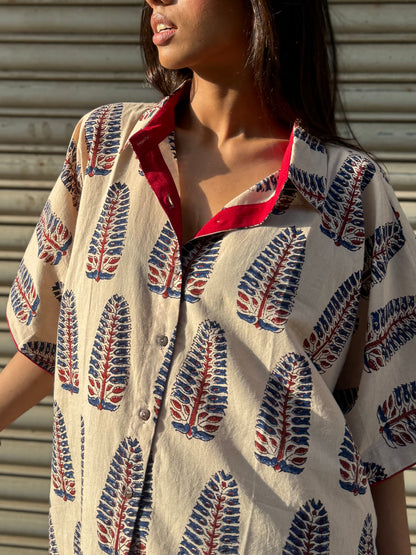 Chaand Ajrakh Co-ord with Dhoti Skirt