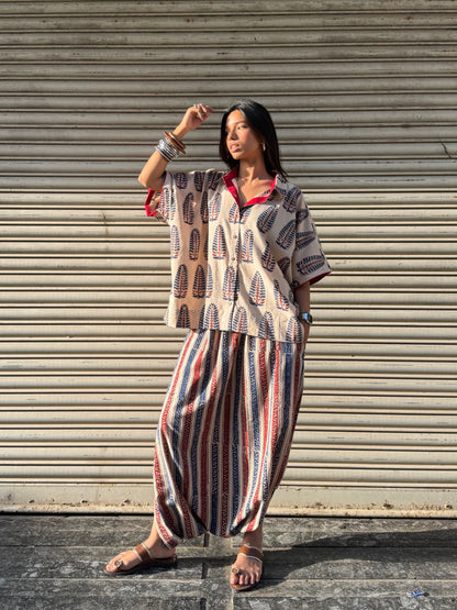 Chaand Ajrakh Co-ord with Dhoti Skirt