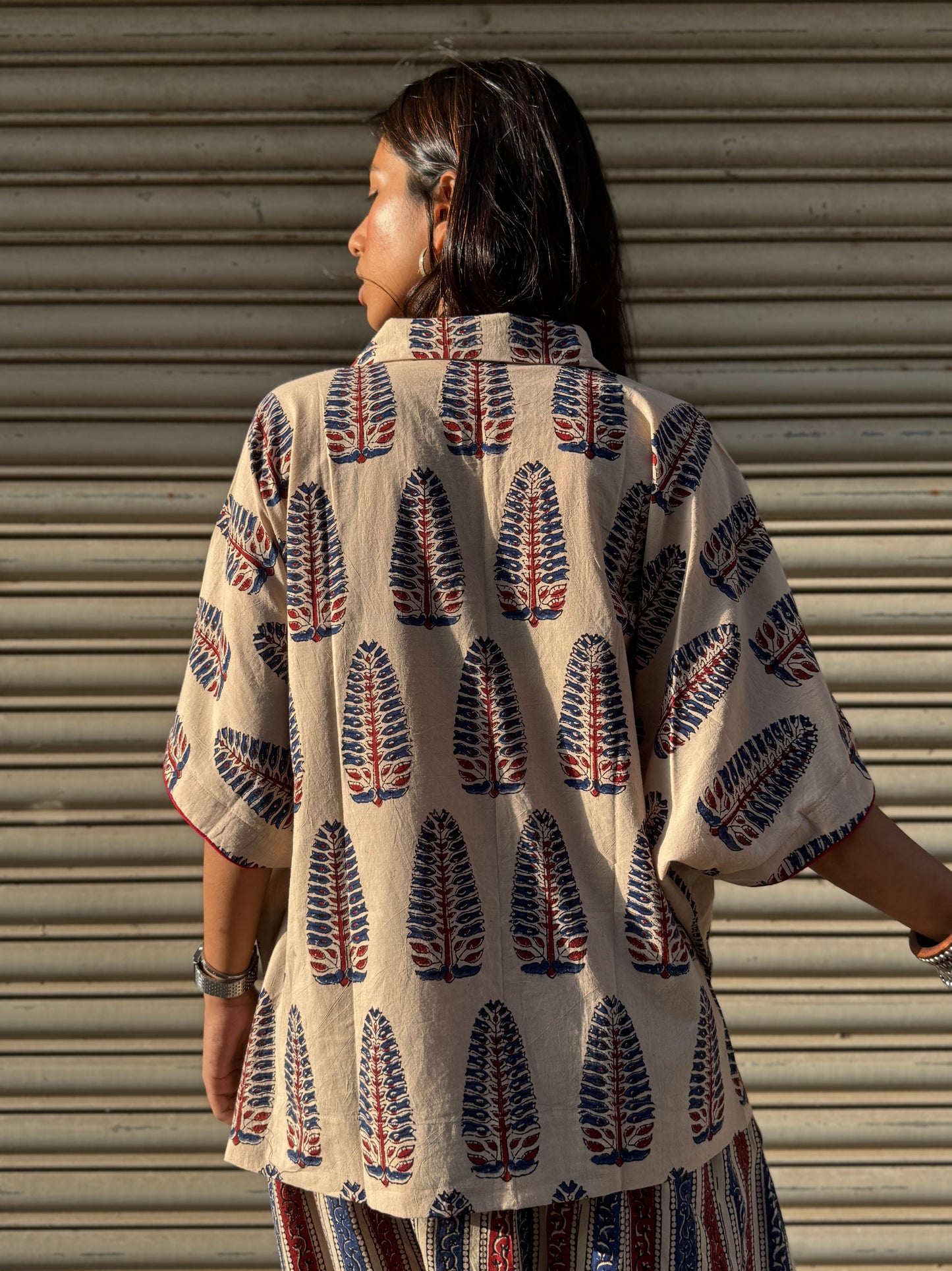 Chaand Ajrakh Co-ord with Dhoti Skirt