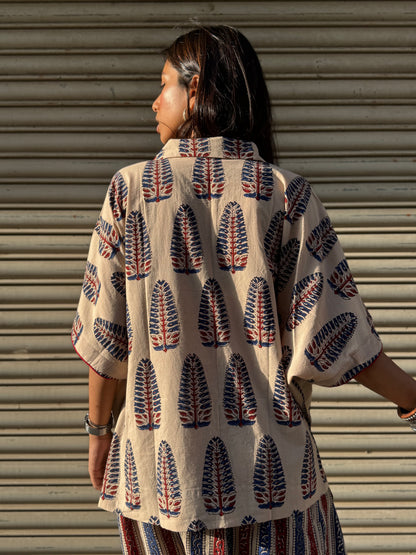 Chaand Ajrakh Co-ord with Dhoti Skirt