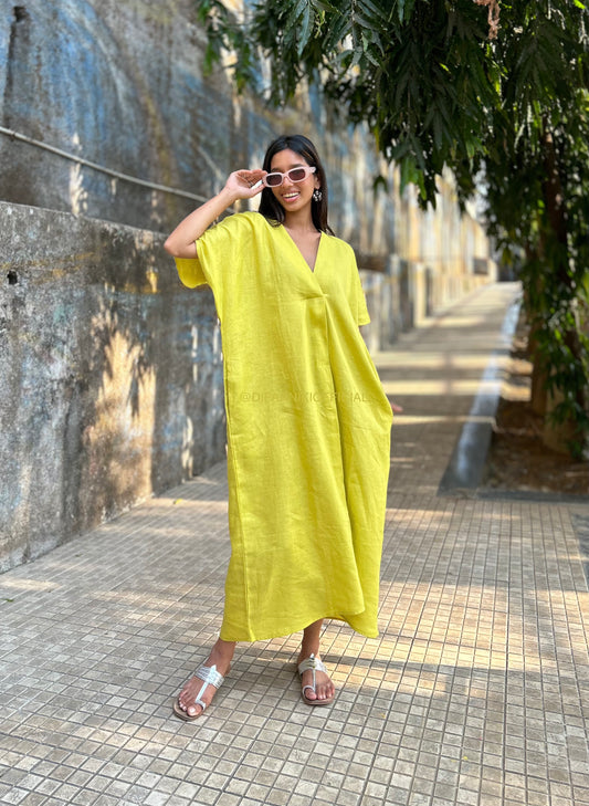 Lemon Summer linen dress