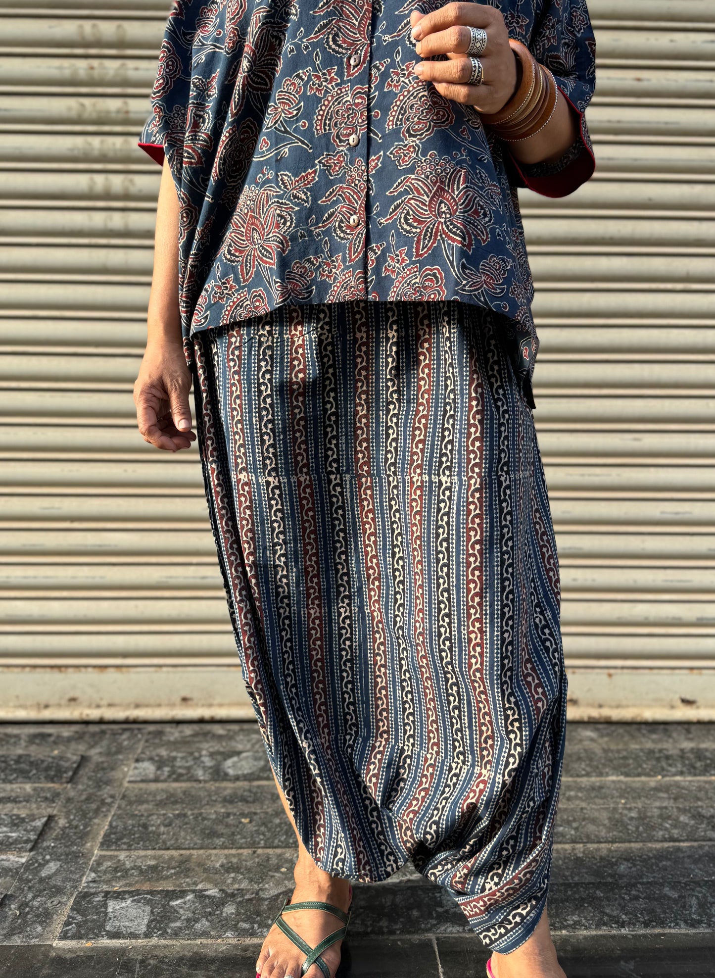 Firoz Ajrakh Co-ord with Dhoti Skirt