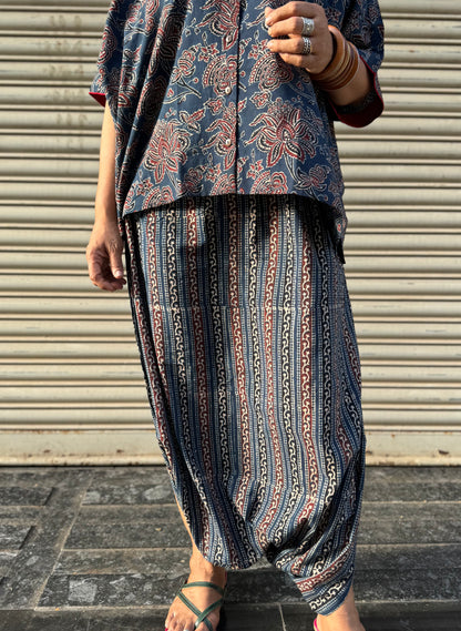 Firoz Ajrakh Co-ord with Dhoti Skirt