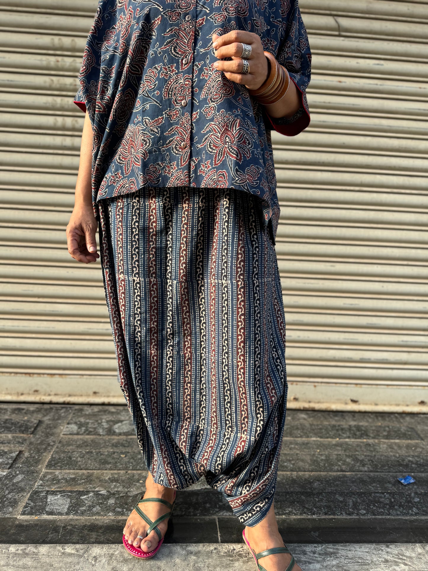 Firoz Ajrakh Co-ord with Dhoti Skirt