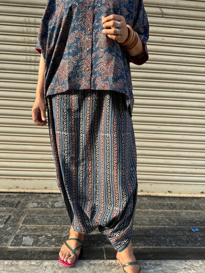 Firoz Ajrakh Co-ord with Dhoti Skirt