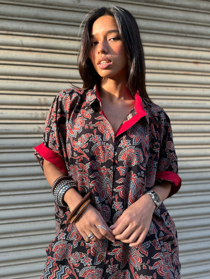 Raat Ajrakh Co-ord with Dhoti Skirt