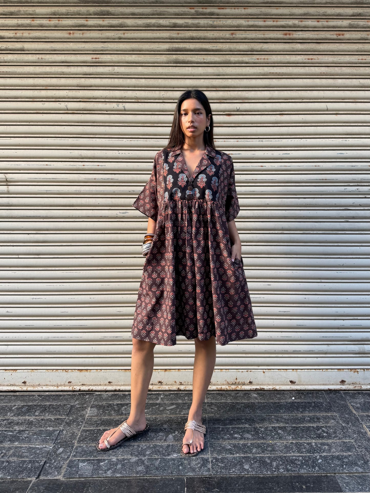 Espresso Chulbuli Cotton Dress (READY TO DISPATCH)