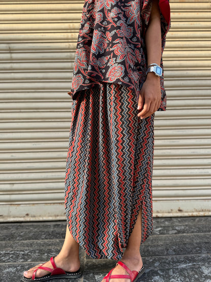 Raat Ajrakh Co-ord with Dhoti Skirt
