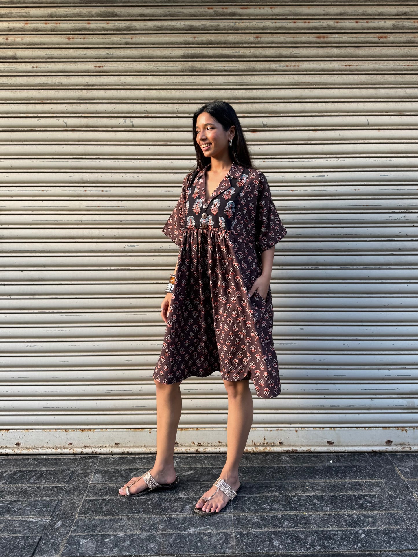Espresso Chulbuli Cotton Dress (READY TO DISPATCH)