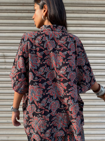 Raat Ajrakh Co-ord with Dhoti Skirt