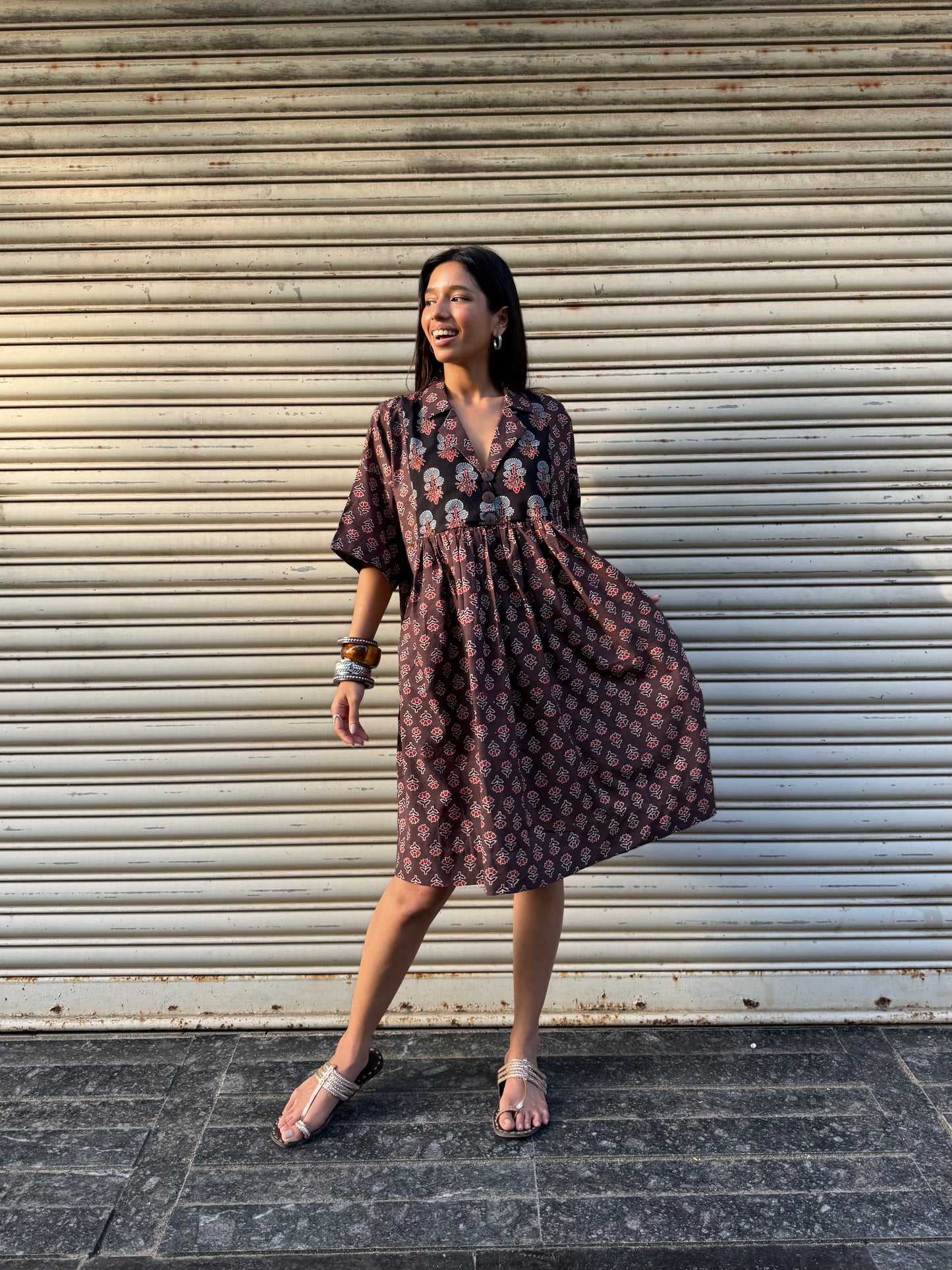 Espresso Chulbuli Cotton Dress (READY TO DISPATCH)