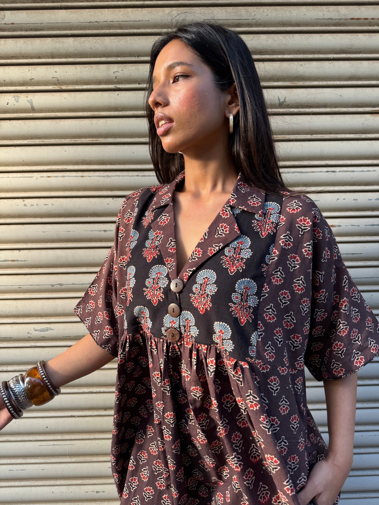 Espresso Chulbuli Cotton Dress (READY TO DISPATCH)