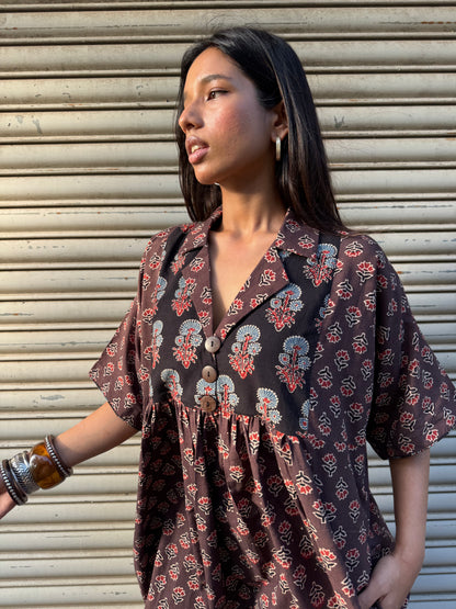 Espresso Chulbuli Cotton Dress (READY TO DISPATCH)