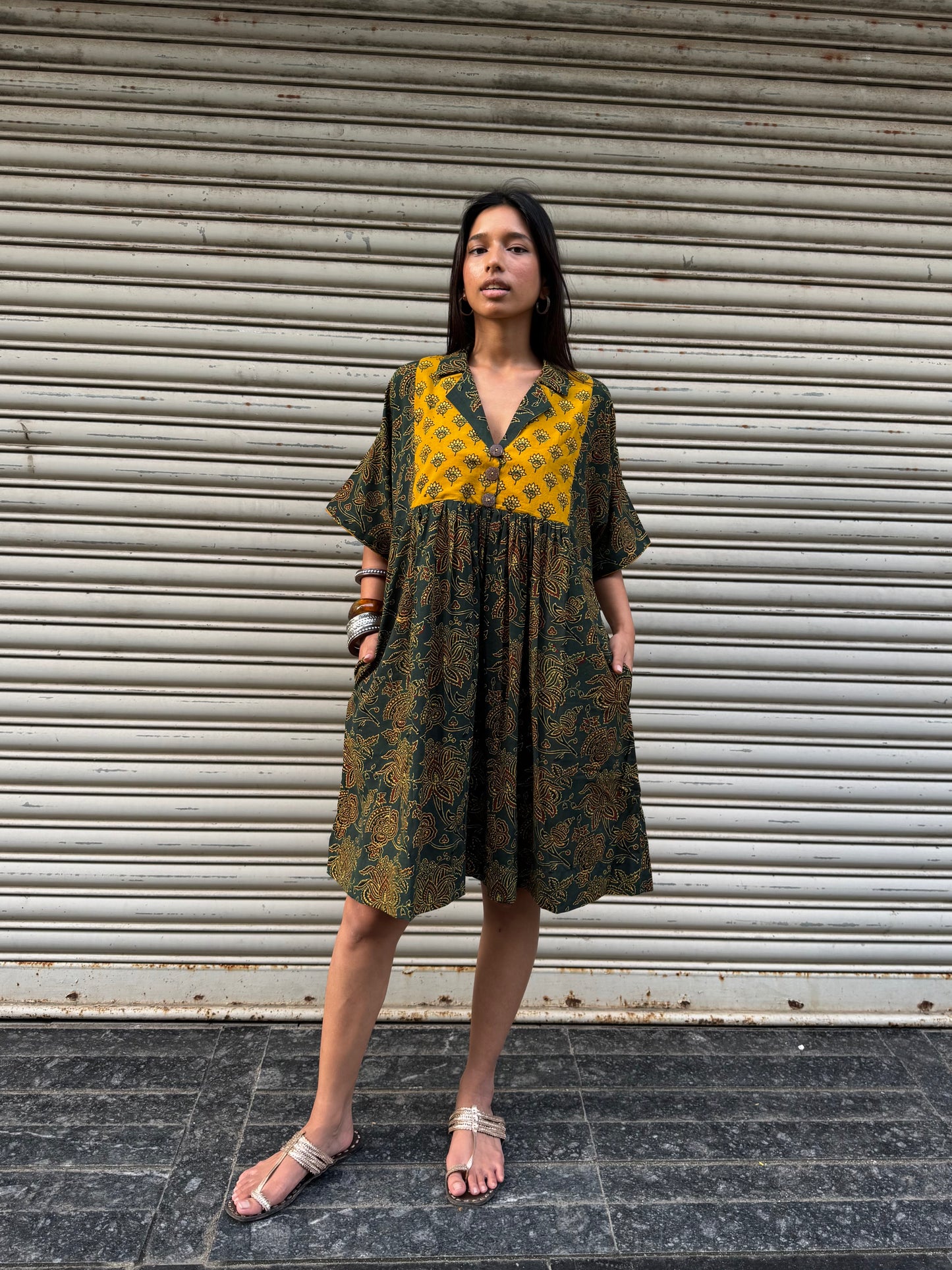 Olive Chulbuli Cotton Dress (READY TO DISPATCH)