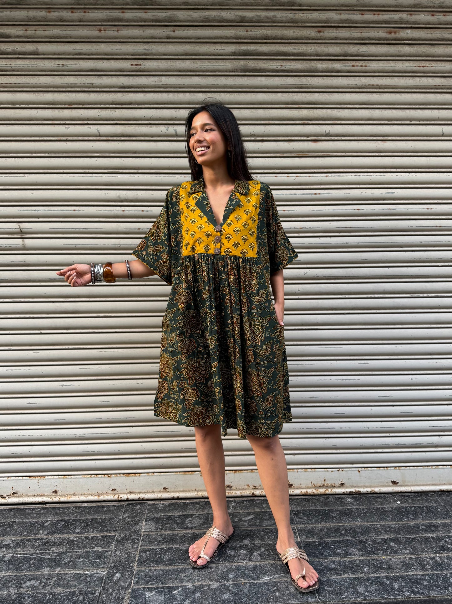 Olive Chulbuli Cotton Dress (READY TO DISPATCH)