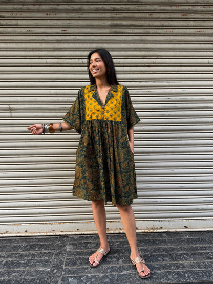 Olive Chulbuli Cotton Dress (READY TO DISPATCH)