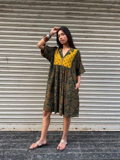 Olive Chulbuli Cotton Dress (READY TO DISPATCH)