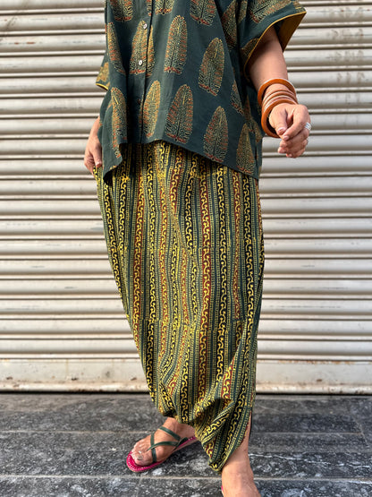 Panna Ajrakh Co-ord with Dhoti Skirt