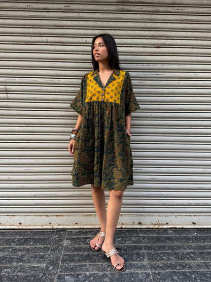 Olive Chulbuli Cotton Dress (READY TO DISPATCH)
