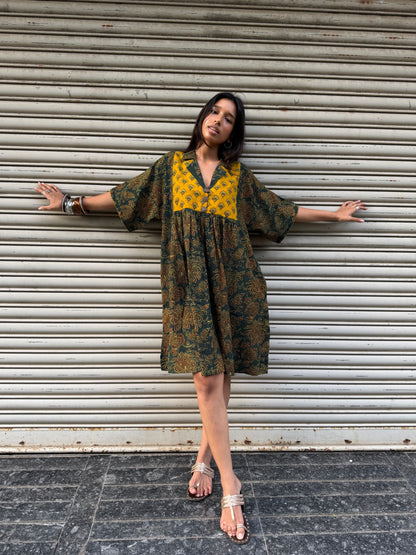 Olive Chulbuli Cotton Dress (READY TO DISPATCH)