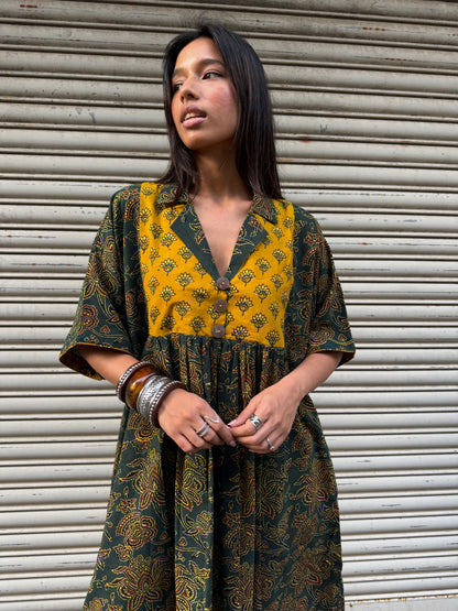 Olive Chulbuli Cotton Dress (READY TO DISPATCH)