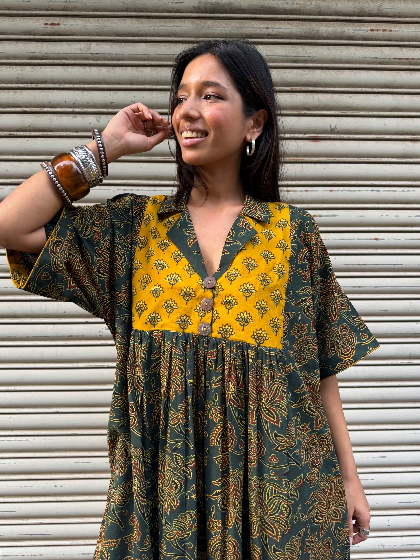 Olive Chulbuli Cotton Dress (READY TO DISPATCH)