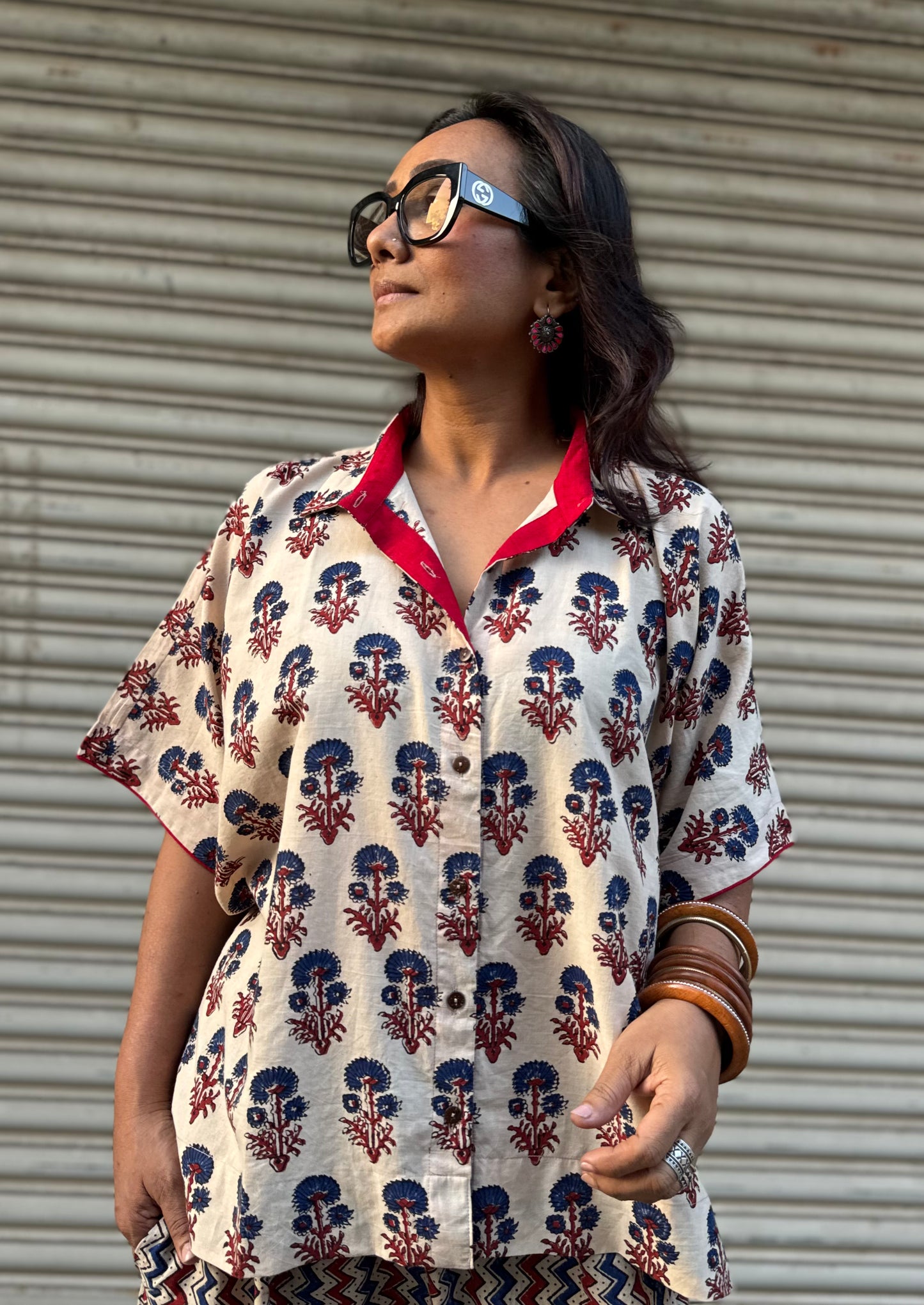 Dhoop Ajrakh Co-ord with Dhoti Skirt