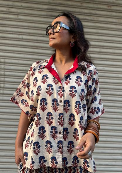 Dhoop Ajrakh Co-ord with Dhoti Skirt