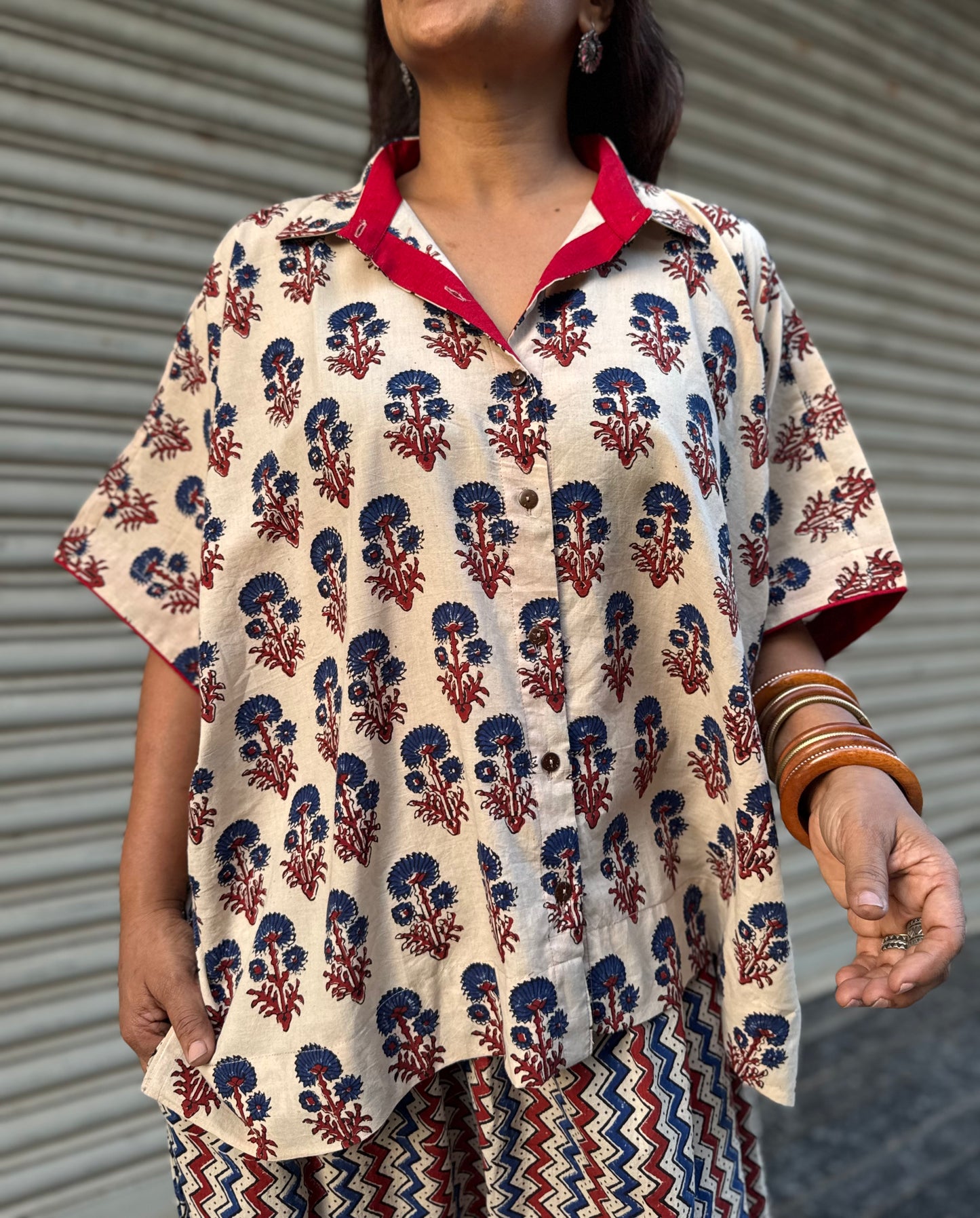 Dhoop Ajrakh Co-ord with Dhoti Skirt