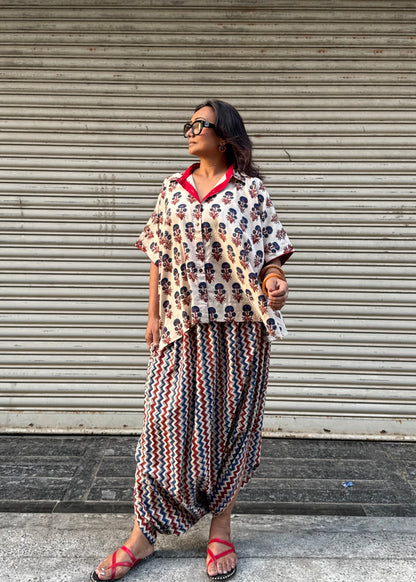 Dhoop Ajrakh Co-ord with Dhoti Skirt