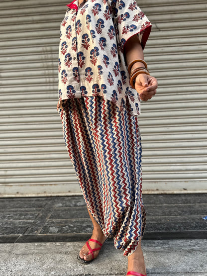Dhoop Ajrakh Co-ord with Dhoti Skirt