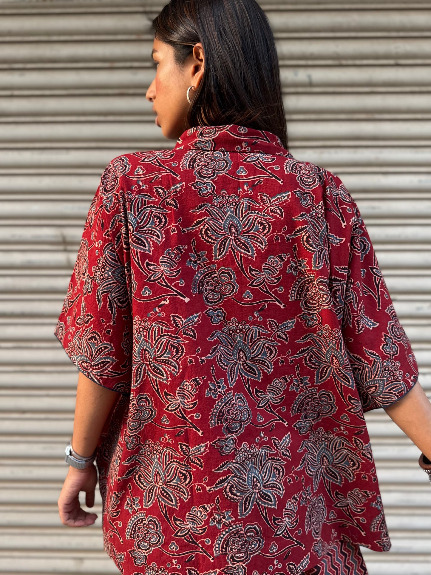 Geru Ajrakh Co-ord with Dhoti Skirt