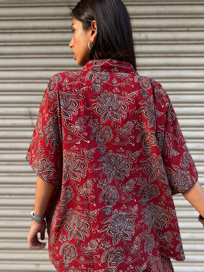 Geru Ajrakh Co-ord with Dhoti Skirt