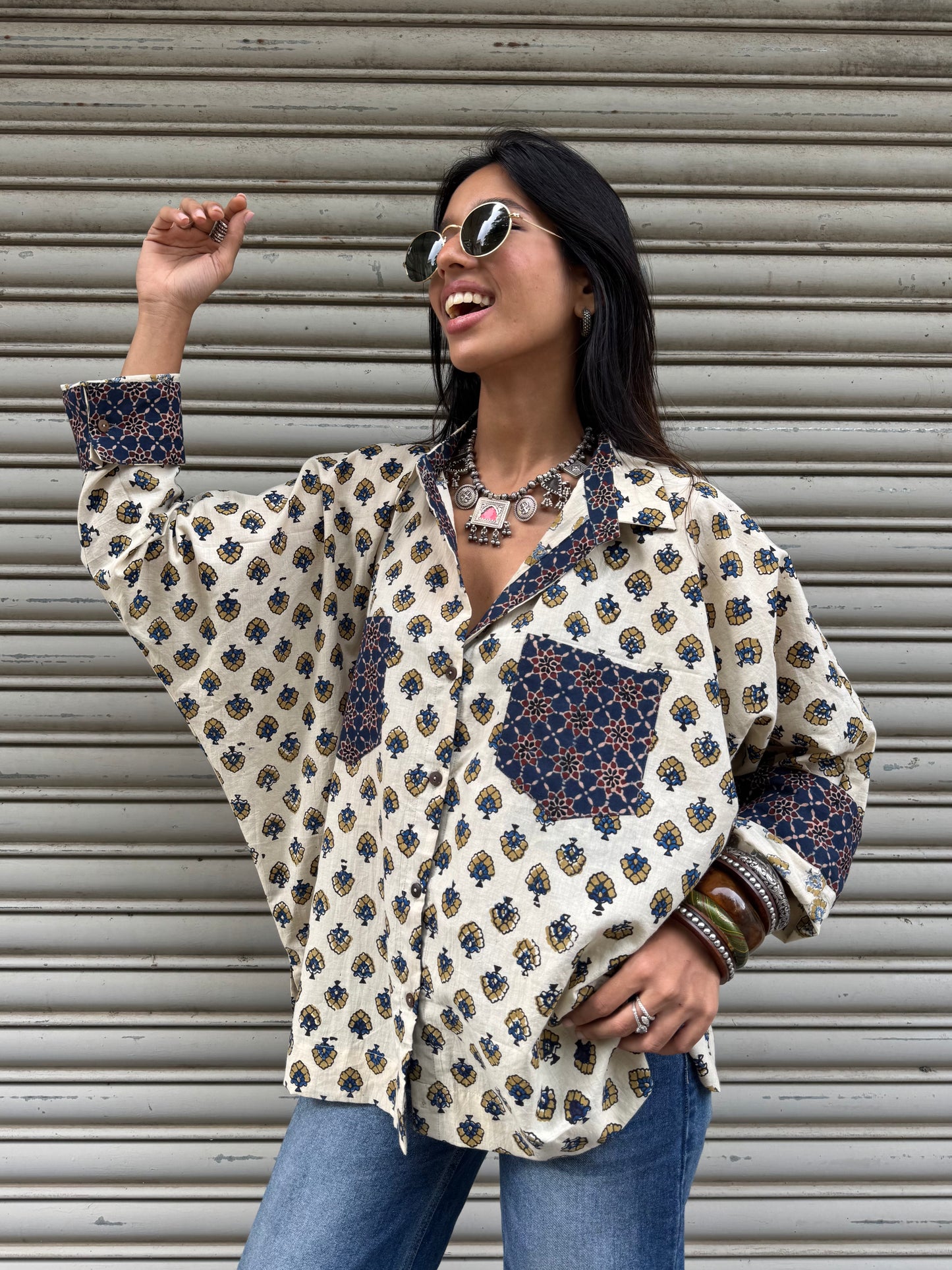 Malai Ajrakh Cotton Shirt