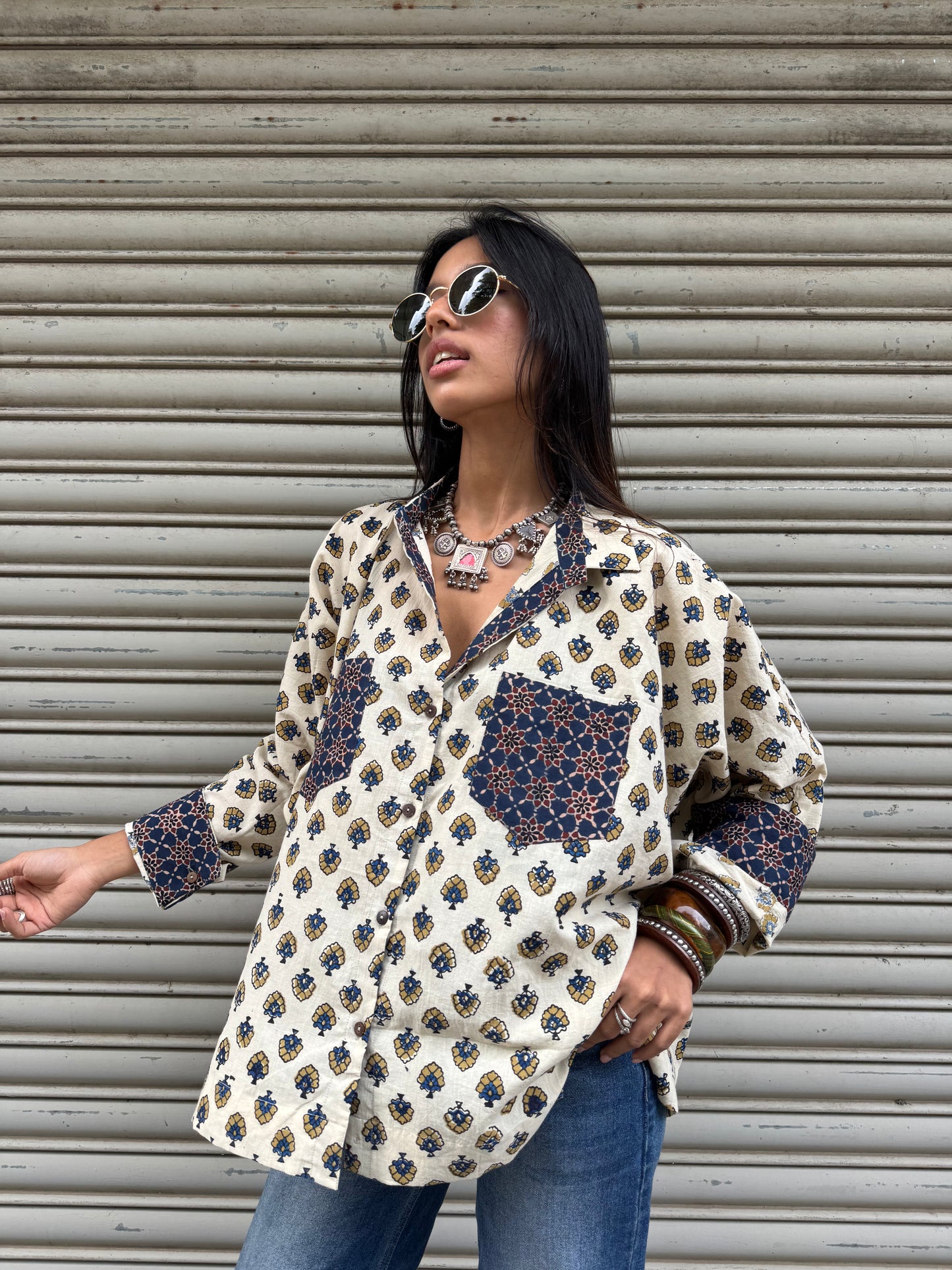 Malai Ajrakh Cotton Shirt