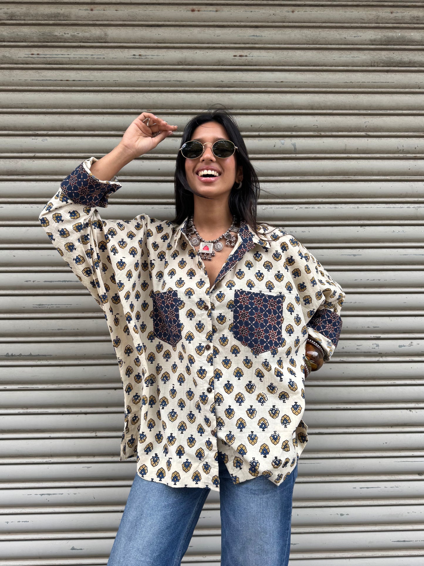 Malai Ajrakh Cotton Shirt